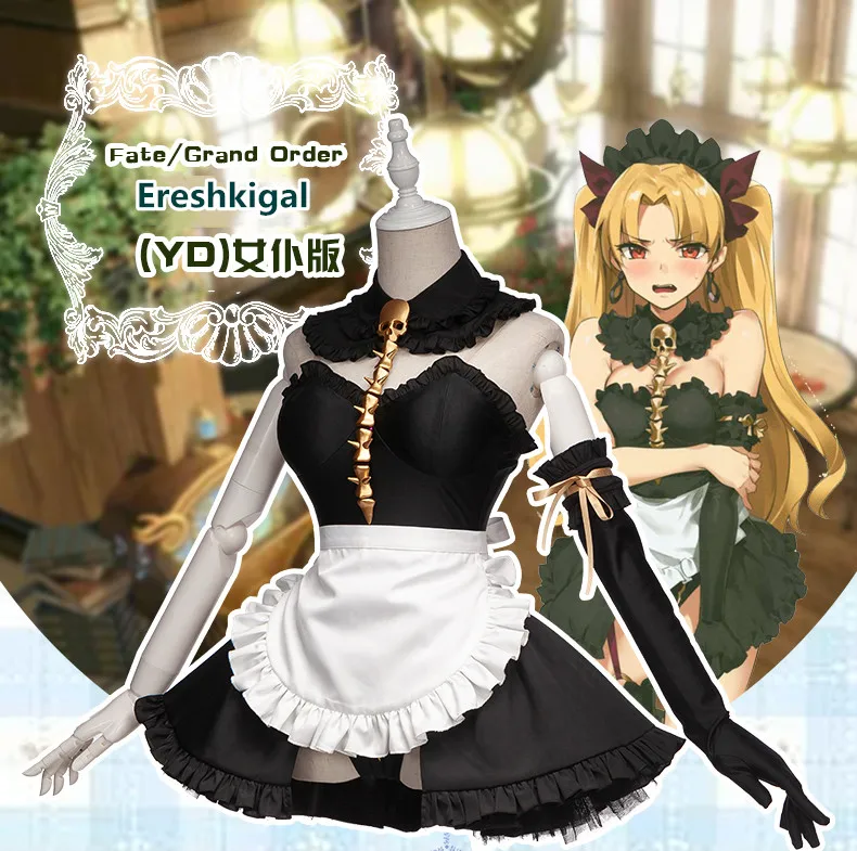 Аниме! Fate Grand Order Ereshkigal YD платье горничной Милая Сексуальная униформа косплей