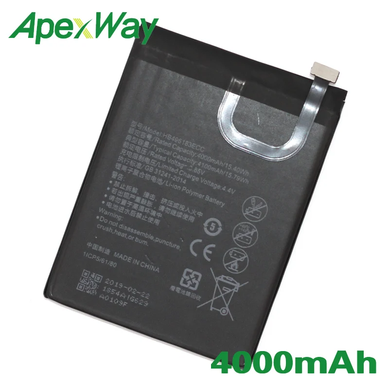ApexWay 2 шт./лот HB496183ECC 4000 мАч аккумулятор для телефона Huawei Enjoy 6S 7S 5S 6 P8 P9 P10 Lite Nova Honor 8 9