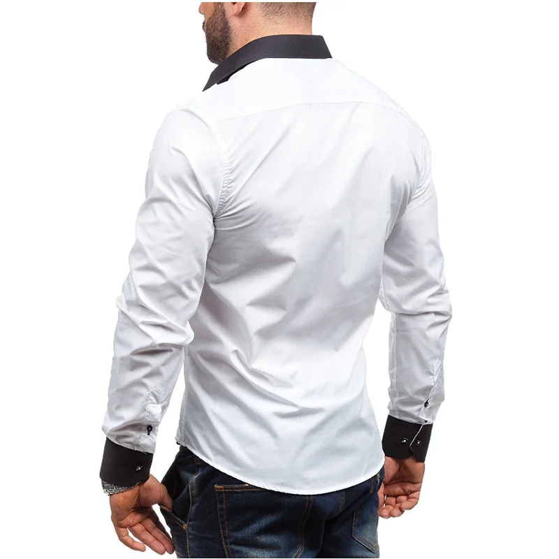 Мужская рубашка бренд 2017 мужская с длинным рукавом повседневная однотонная