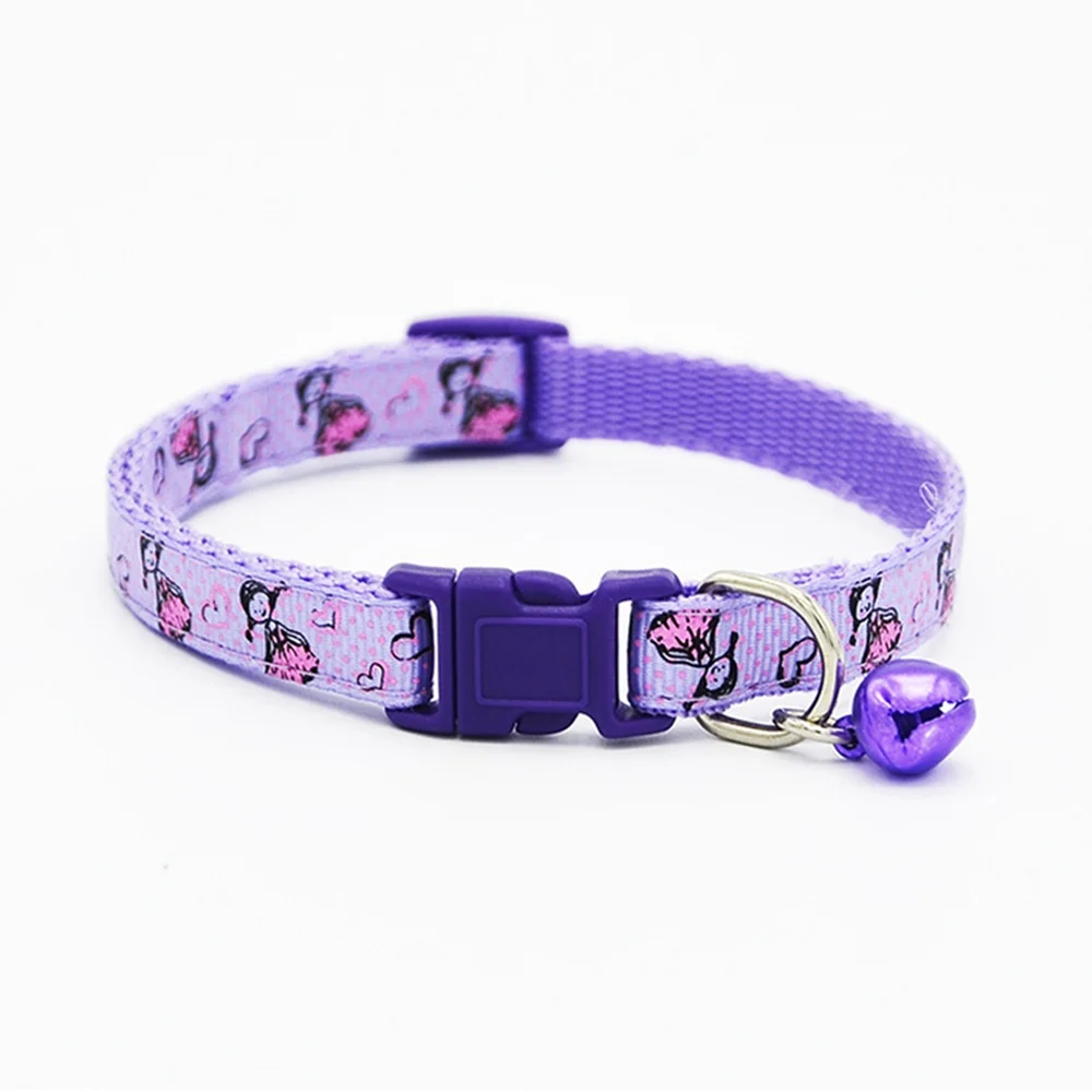Purple Ошейник с колокольчиком для маленьких собак, кошек и щенков, ошейник для собак, поводок, милый ошейник для котят SR0008 - Цвет: Purple