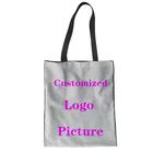 FORUDESIGNS Индивидуальная сумка для покупок с логотипом, женские сумки на плечо для девочек, большая Льняная сумка-тоут, холщовая женская сумка