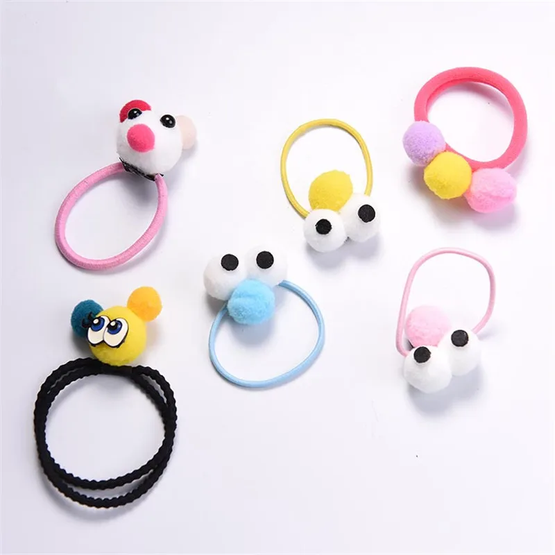 5pcs Sale Children Korean Style cute cartoon big eye hair rope Lovely Hair Clips Girls Popular Accessories wholesale | Детская одежда и