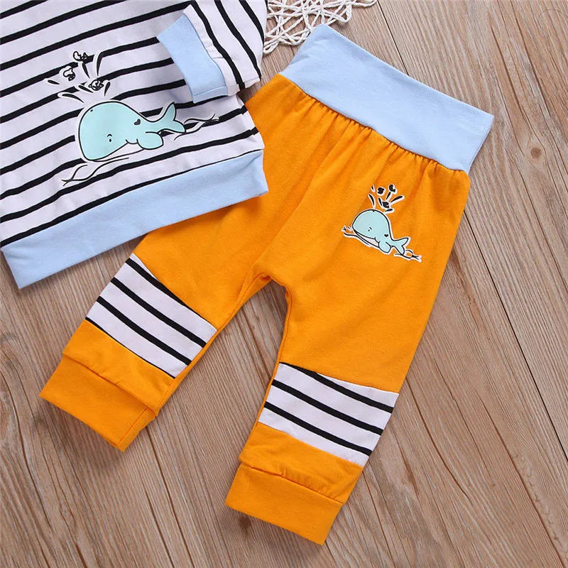 2018 Осенняя детская одежда для маленьких мальчиков и девочек с кроликом