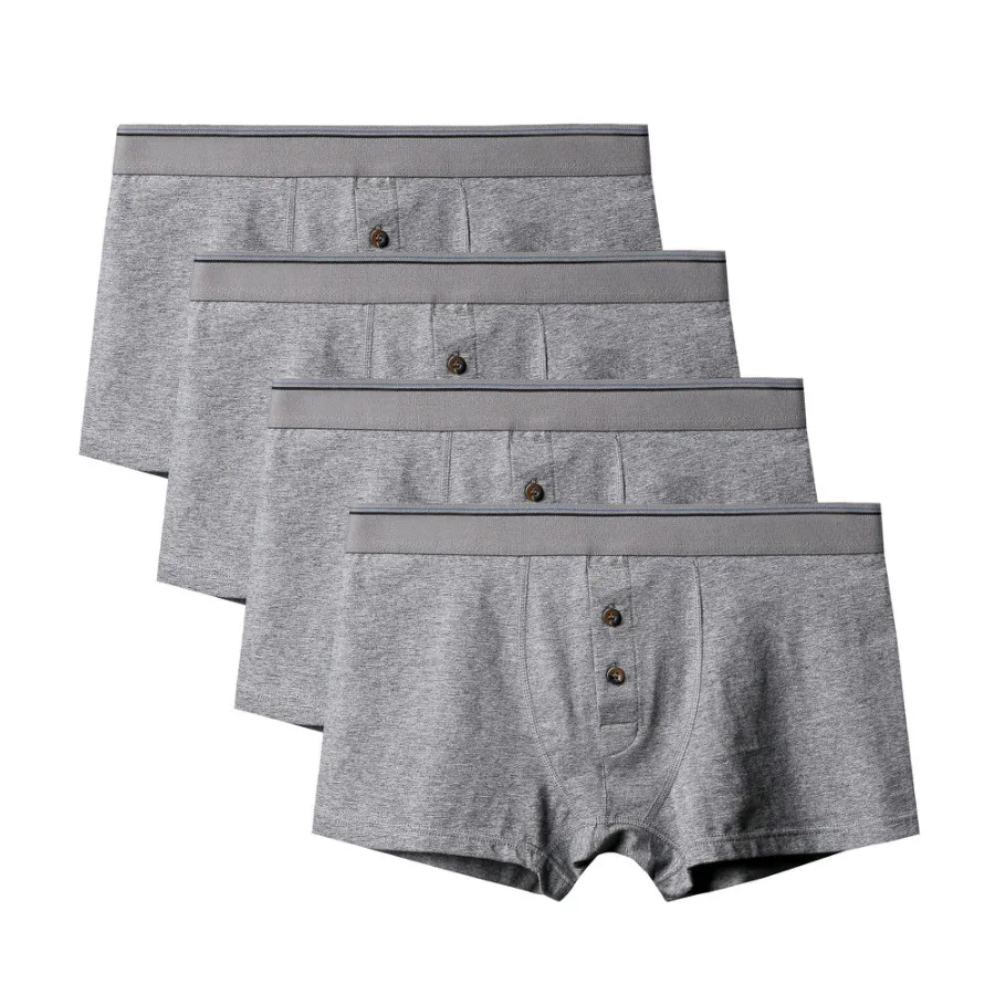 4Pcs A2432 Dark Grey 4 шт./партия, модное мужское большое нижнее белье, эластичный широкий ремень, мужские трусы, однотонные хлопковые трусы, боксеры, шорты, сексуальные, плюс размер, боксеры, жир - Цвет: 4Pcs A2432 Dark Grey