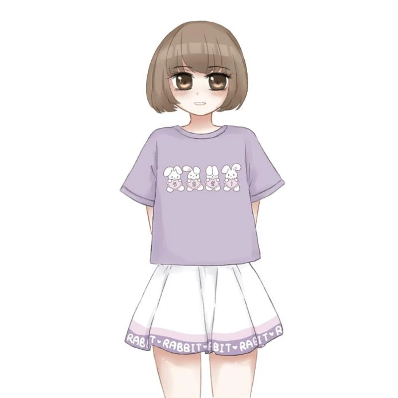 Neploe Kawaii женская футболка с милым Кроликом, женская футболка с коротким рукавом для студенток в стиле преппи, стильная футболка для девочек, хлопковые свободные топы 38608