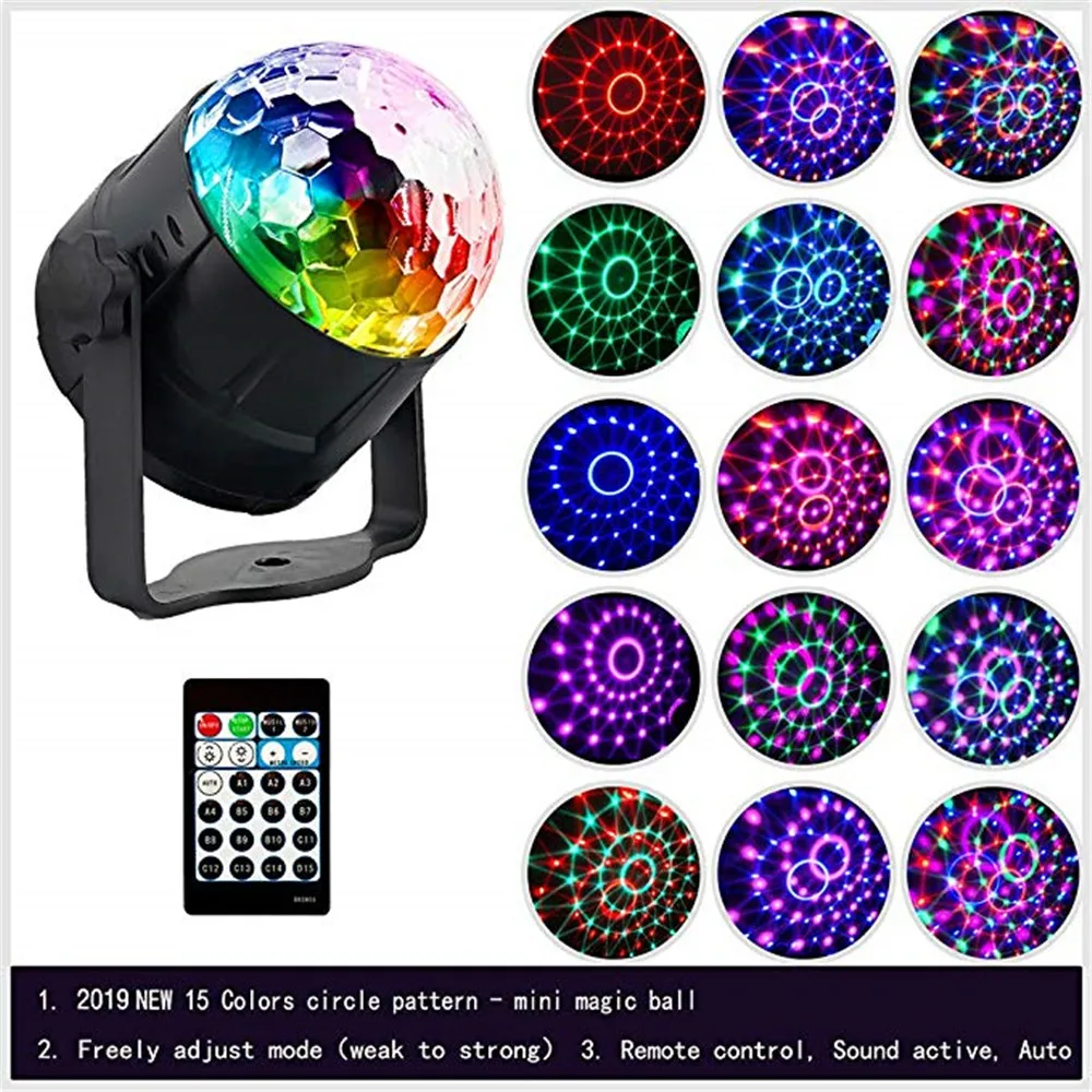 

Disco Ball Light Sound Activation Party Lights with Remote Control 15-Color Strobe Light Stage Light with Party Birthday KTV DJ