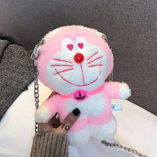 Мультяшная детская сумка мягкая синяя плюшевая Doraemon Cat школьные сумки для