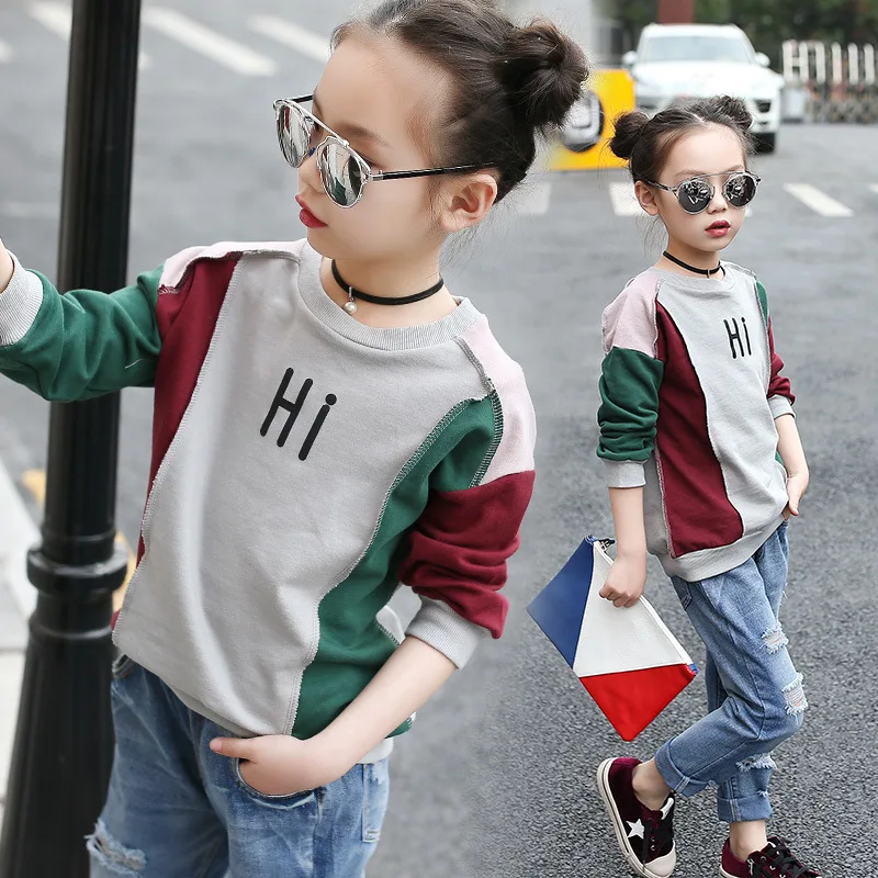 Свитер для девочек детская одежда на весну и осень пуловер в Корейском стиле