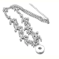 new rhinestone snap button necklace full crystal 18mm snap pendant necklaces for women girls bohemia jewelry