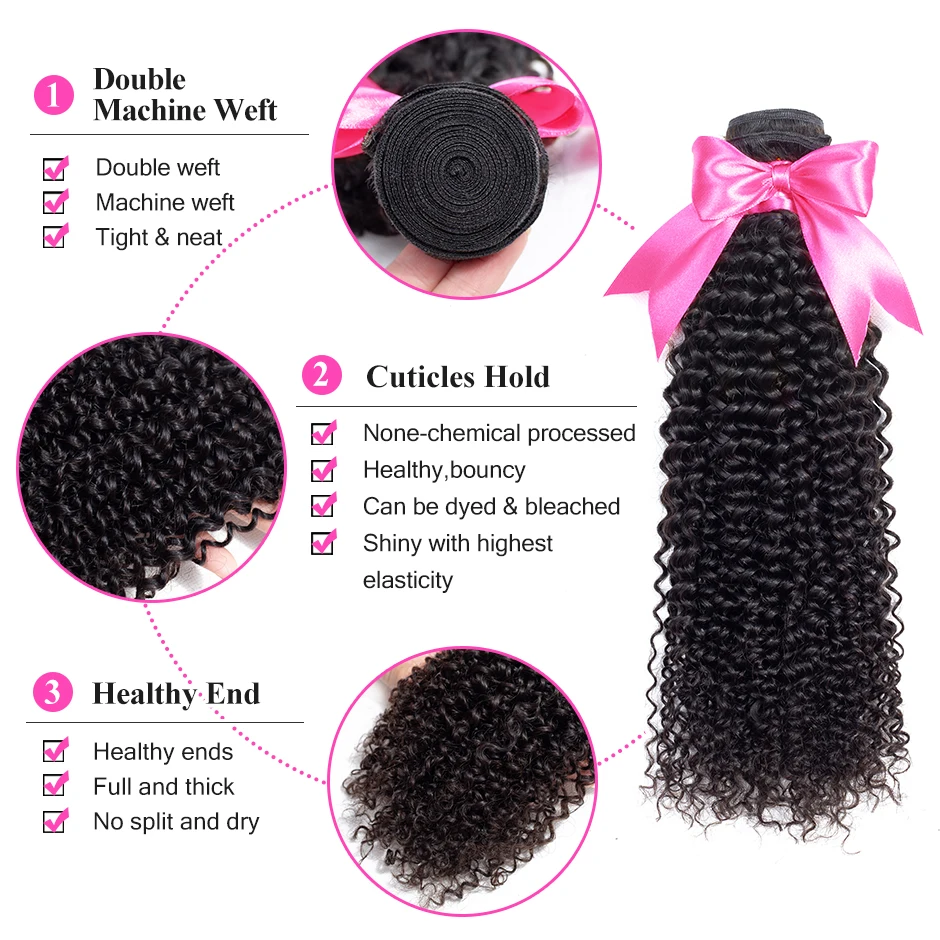 ISEE HAIR Mongolian Kinky Curly Hair Bundles - 100% Remy Human Hair Extensions - Nature Color - Buy 1/3/4 Bundles - Thick Kinky Curly Bundles image 3