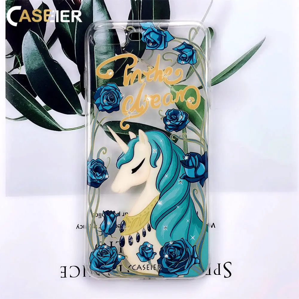 CASEIER Rhinestone Phone Case For iPhone X 6 6S 7 8 Glitter Soft TPU Cases Plus Diamond Back Cover Fundas |