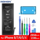 Оригинальный аккумулятор высокой емкости NOHON для Apple iPhone 5 6 7 8 X iPone iPhoneX iPhone5 iPhone6 iPhone7 iPhone8, сменные инструменты