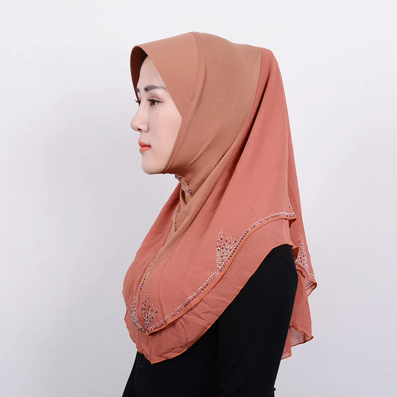 Бесплатная доставка роскошный хиджаб из бисера хлопок 110*110 см квадратная