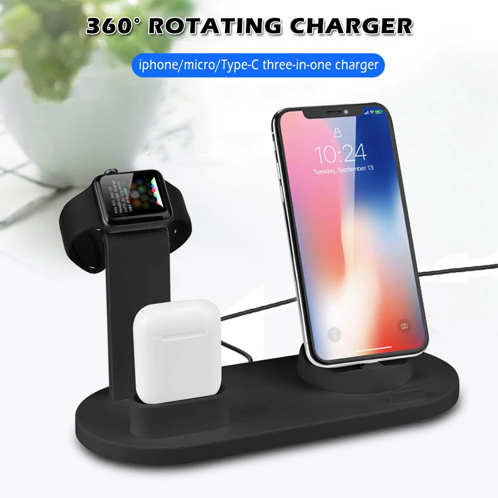 3 in 1 charging dock holder for apple watch iphone x xs xr max 7 8 plus airpods dock wireless charger stand station mounts base free global shipping