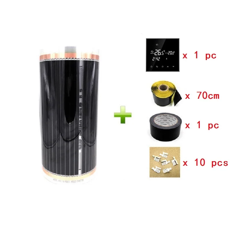 HY03WE4 Sets MINCO HEAT 80 см X 10 м теплые полы пленка дальнего инфракрасного света AC220V 8m2 углеродный Электрический пол нагревательный коврик - Цвет: HY03WE4 Sets