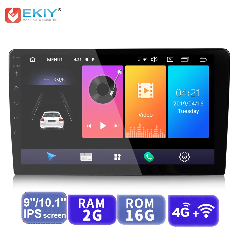 EKIY 9 ''/10,1'' ips Android 9,0 Универсальный 2 Din gps Navi автомобильный Радио мультимедийный плеер BT 4G Wifi авто стерео аудио видео плеер