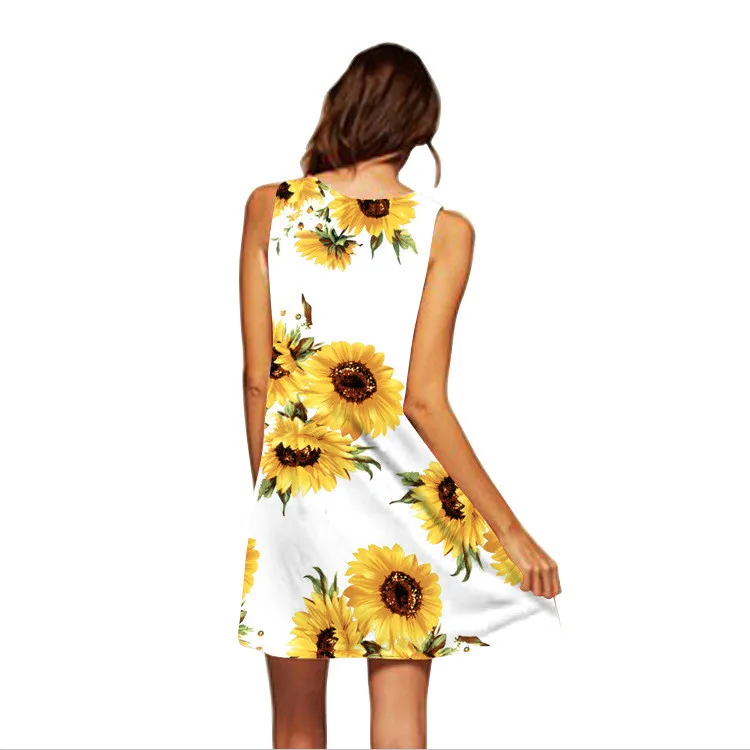 Модное винтажное женское платье с цветочным принтом 3d принт богемные пляжные