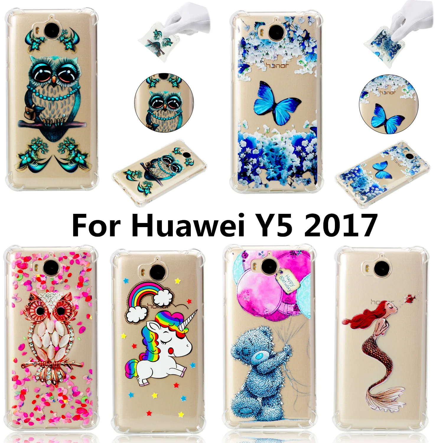 Мягкий с рисунком из термопластичного полиуретана чехол для Huawei Y5 2017 прозрачный