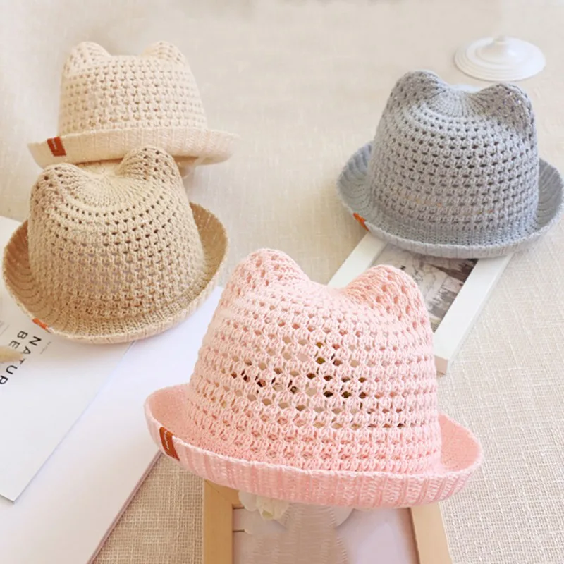 

Kids Ear Decoration Summer Cap Baby Sun Hat For Girl Boy Bucket Cap Children Hat Beach Cap