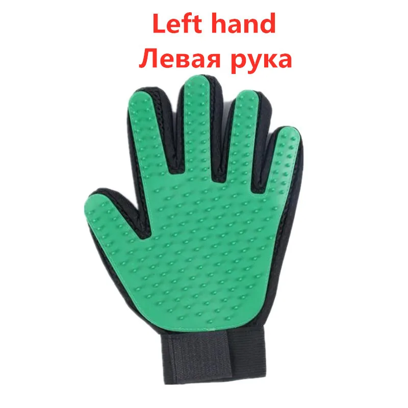Pet Glove For Cats Cat Grooming Pet Dog Hair Deshedding Brush Comb Glove For Pet Dog Finger Cleaning Massage Glove For Animal - Цвет: ST1-green left