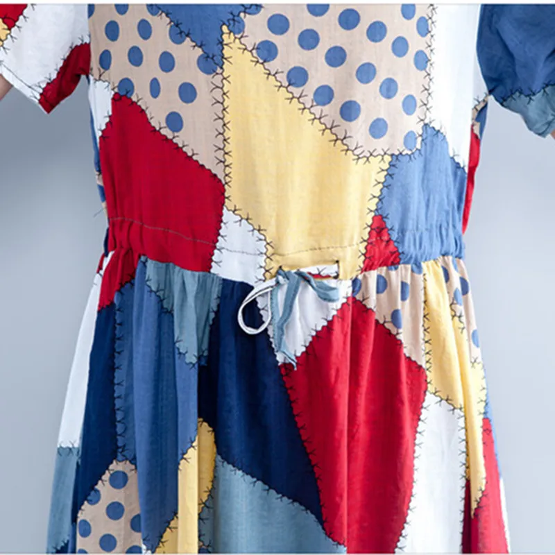 Новинка 2019 летняя женская одежда лоскутное платье с принтом повседневное