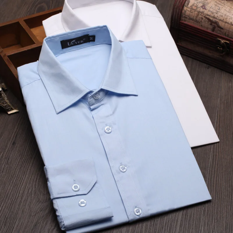 Мужская деловая рубашка MQ369 осенняя однотонная с длинным рукавом|mens dress shirts|dress
