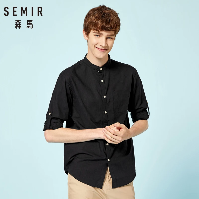 SEMIR мужская рубашка с воротником 100% хлопок нагрудным карманом длинным рукавом