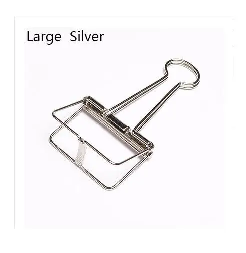 Large silver 5 шт./партия кавайный конфетный цвет металлическая скепочница фото билета скрепка для бумаг зажимы карты Закладка офисные школьные канцелярские принадлежности - Цвет: Large silver