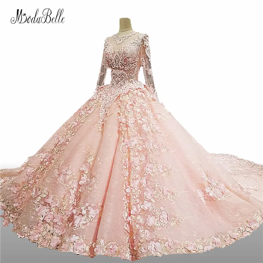 Розовое Бальное платье с кристаллами modabella роскошное свадебное рукавами и