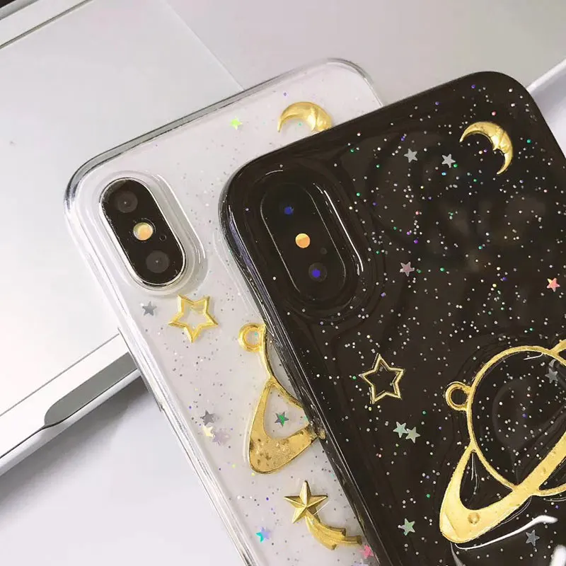 Чехол для iPhone X 6 s 7 8 Plus звездное небо космос планеты Ультратонкий Мягкий ТПУ чехол