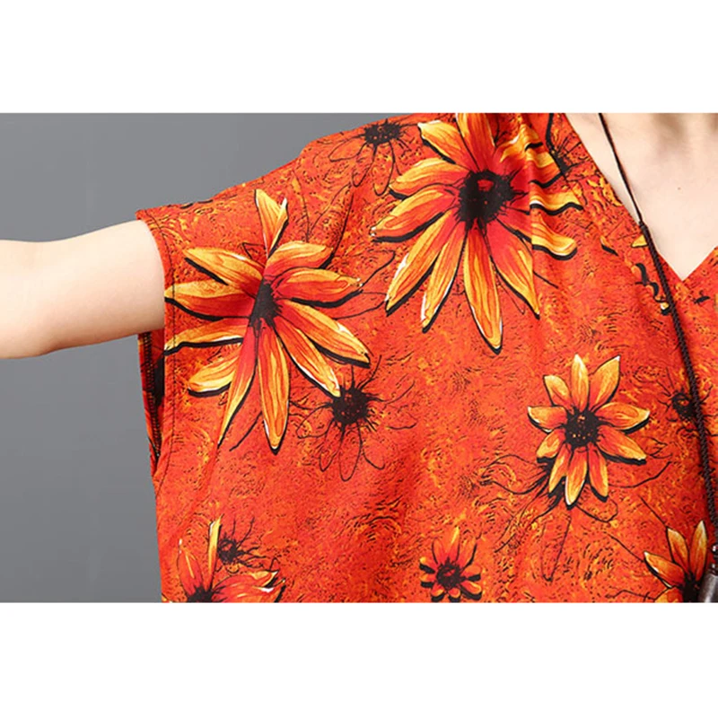 Элегантное платье больших размеров для женщин с модным цветочным принтом в бохо стиле Длинное платье Макси Бохемное платье для женщин Туника Вестидос он