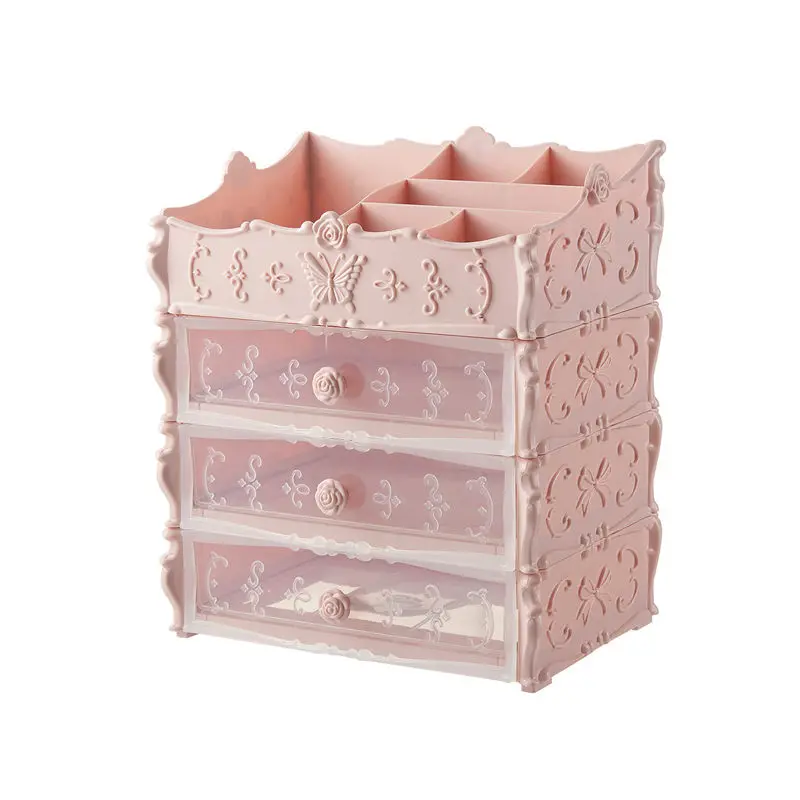 3layer-clear-pink Пластик ящик для косметики контейнер органайзер для косметики для хранения составляют украшения ногтей держатель Главная Desktop Sundry чехол для хранения - Цвет: 3layer-clear-pink
