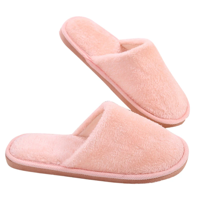 40-41 light pink Vertvie Candy Color Warm Home Slippers Women Bedroom Winter Slippers Indoor Slippers Cotton Floor Slippers Drop Shipping - Color: 40-41 light pink