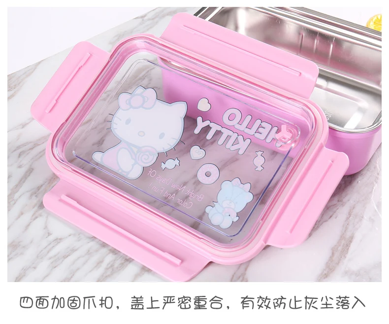 Hello kitty 304, Ланч-бокс из нержавеющей стали, сохраняющий тепло, Ланч-бокс, с крышкой, для столовой, лаконичный контейнер для еды, Ланчбокс