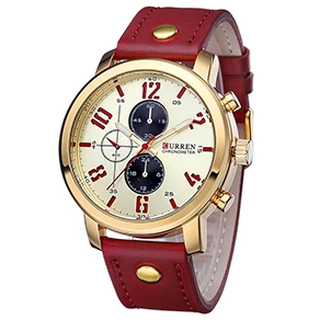 CURREN Мужские спортивные часы водонепроницаемые Модные наручные часы Montre Homme натуральная кожа Relojes Hombre кварцевые мужские деловые часы