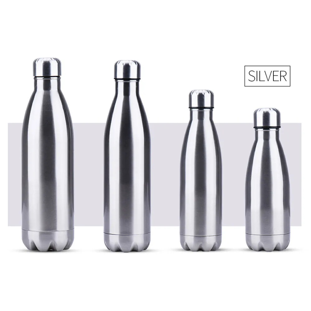 Silver 350/500/750/1000 мл Нержавеющая сталь Спортивная фляга с двойной стенкой вакуумный термос Портативный бутылка для воды спрайт Cola пиво термос чашка - Цвет: Silver