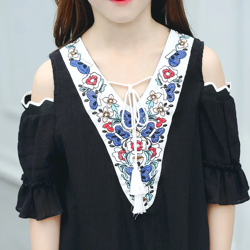 Сарафан Детский в этническом стиле без бретелек с коротким рукавом и V-образным