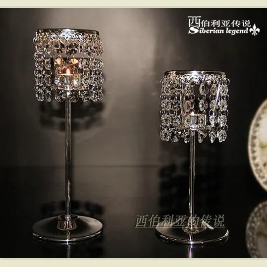 4218 Бесплатная доставка хрустальные серебряные металлические подсвечники