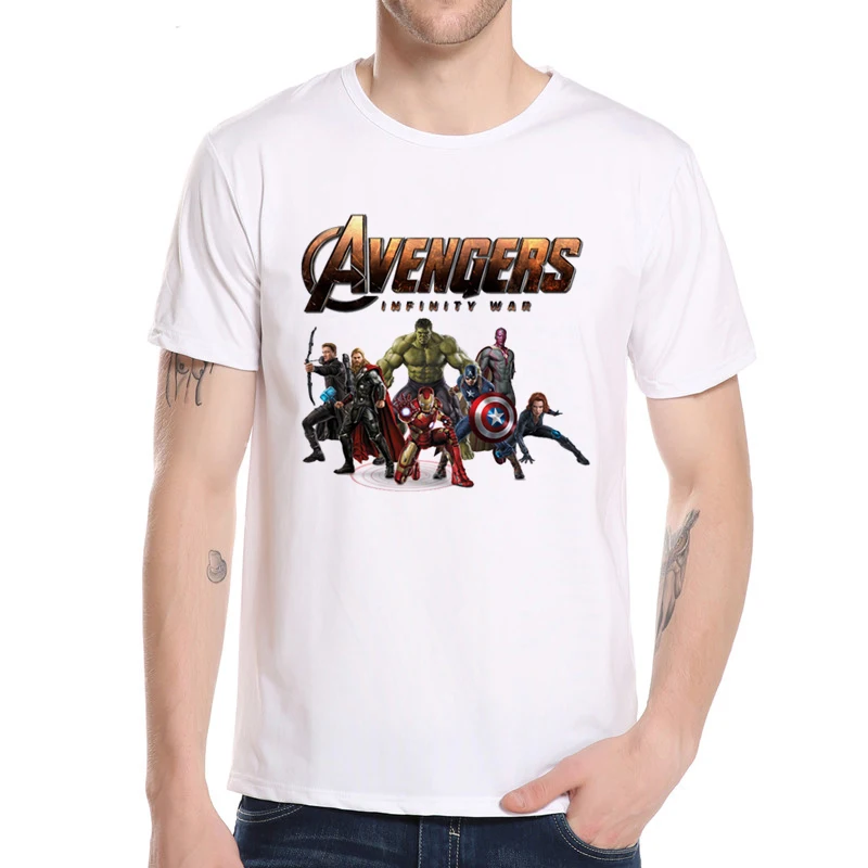 2018 Новое поступление Для мужчин Мода Мстители Значок Футболка с принтом символ