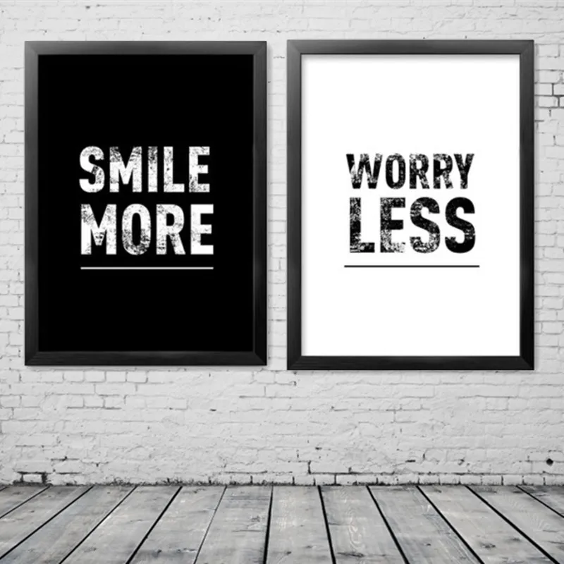 2 шт./лот картина Smile More Worry Холщовый постер настенные наклейки для украшения дома
