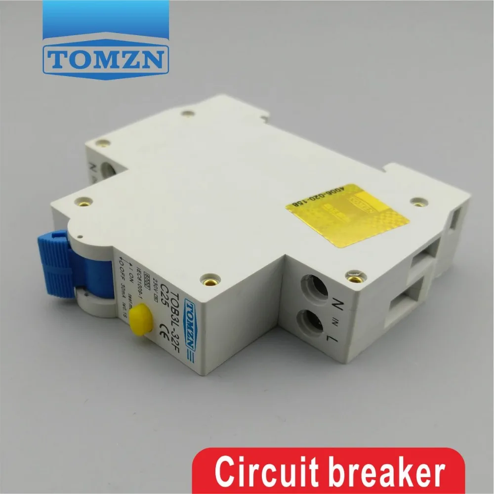 TOB3L 32F 18 мм RCBO 25A 1P + N 6KA автоматический выключатель остаточного тока с защитой от