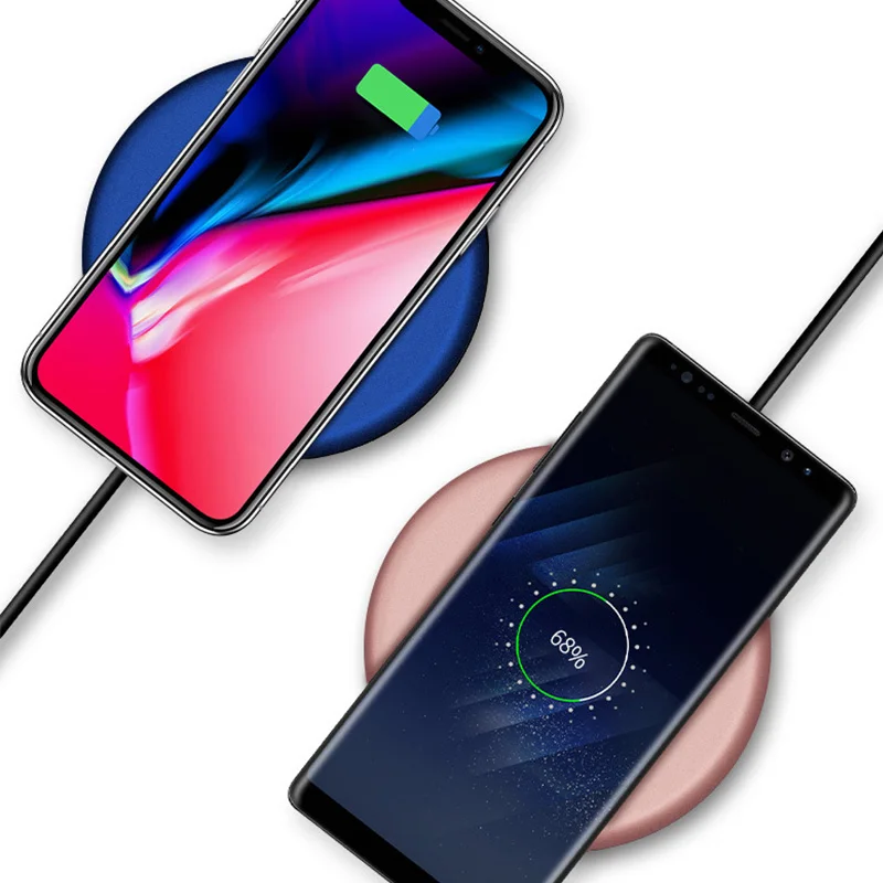 5W9V Быстрое беспроводное зарядное устройство для Samsung Galaxy S6 S7 Note 8 мобильный телефон круглый зарядный коврик для iPhone XS Max XR X 8 Plus