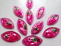 30pcs new fashion style sew on crystal pink rhinestones flatback horse eye navette shape 1530mm 2 holes rose red gem stones