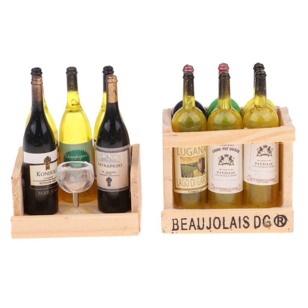 2 набора миниатюрные бутылки для пива вина бокалы чашка с магнитом деревянный