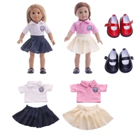 doll clothes 2 pcs doll skirts uniform sweatershirtskirts for 18 inch 43 cm doll not include the leather shoes