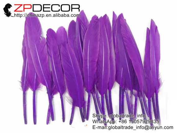 

ZPDECOR Feather 100 pcs/lot 10-15cm(4-6inch) Hand Select Smooth PURPLE Duck Cochettes Loose Feathers for Wedding Decoration