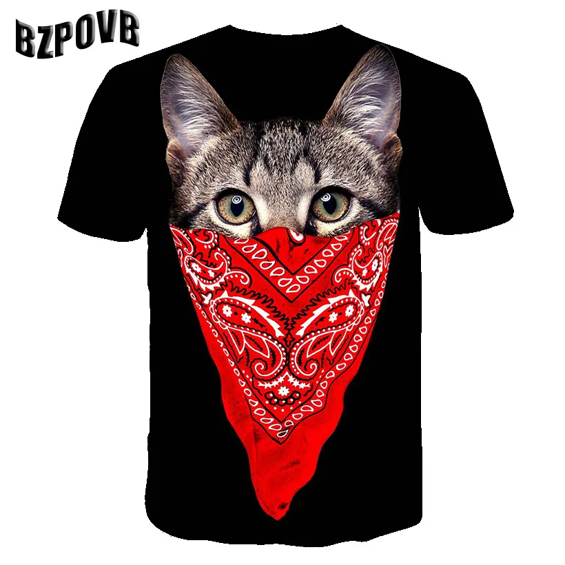 2019 новейшие мужские футболки galaxy space printed creative cat Мужская 3D футболка's