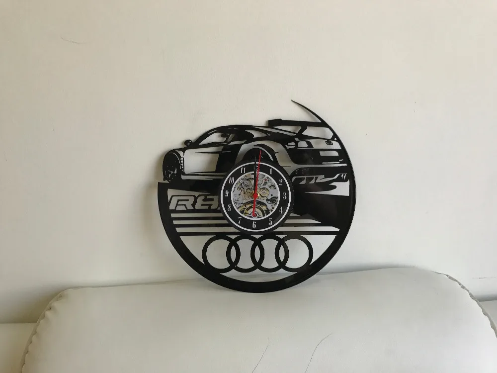 Настенные часы Автомобиль Audi логотип Винтаж Декор подарок Виниловая пластинка настенные часы уникальный подарок Saat