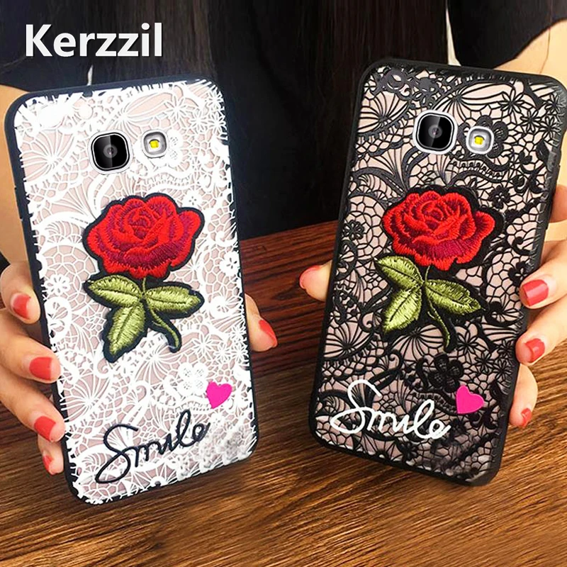 Embroidery Flower Case For Samsung Note 8 9 A8 A6 S8 S9 Plus 2018 S7 Edge J5 J7 Prime A5 A3 A7 J3 2017 2016 Cover |