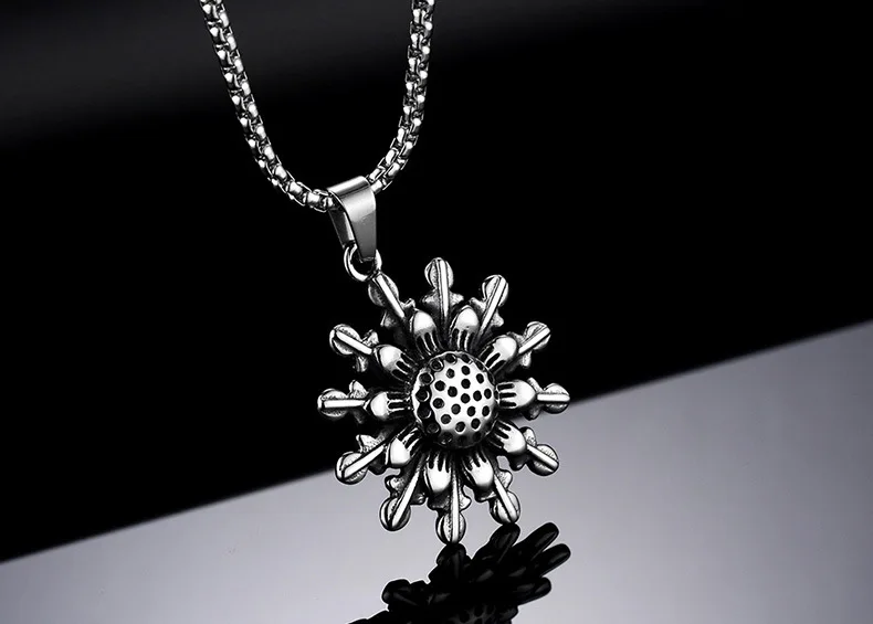 ARMNVNV Big Sunflower Charm Necklaces Silver Gold Color 316L Stainless Steel Pendant &amp Chain Men Jewelry | Украшения и